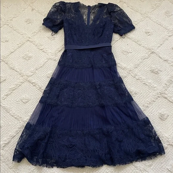 Tadashi Shoji Fatiha Floral Lace And Chiffon Dress Tadashi Shoji Fatiha Floral Lace And Chiffon Dress